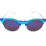 "Cocoa" Women's Retro Vintage Round Sunglasses (Translucent Blue & White)