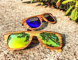 Men's Wooden Sunglasses with Mirror Lenses