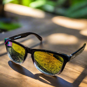 "Rio" Mirrored Sunglasses (Black with Yellow Lens)