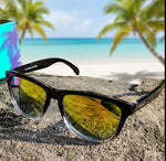 "Rio" Mirrored Sunglasses (Black with Yellow Lens)