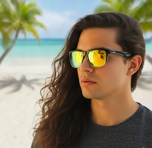 "Rio" Mirrored Sunglasses (Black with Yellow Lens)