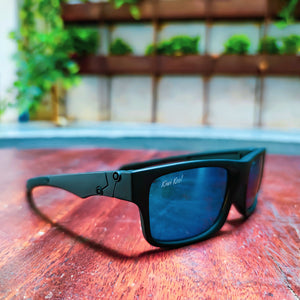 Men's Black Polarized Sport Sunglasses with Blue Mirrored Lenses - Kiwi Kool