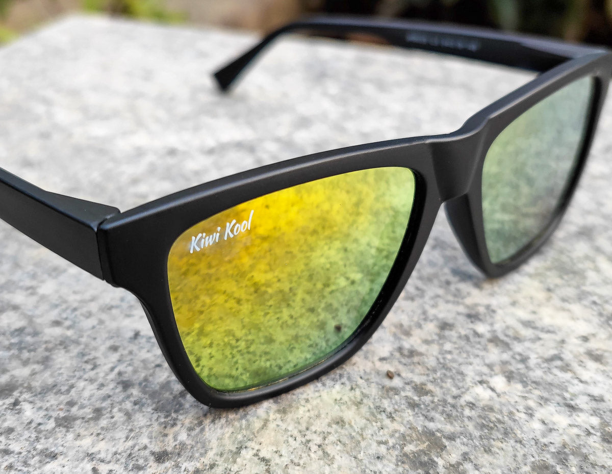 "Cabo" Men's Classic Black Mirrored Sunglasses (Yellow Lens or Blue Lens)