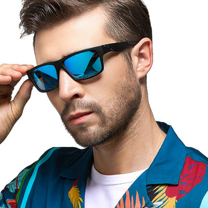 Men's Blue Mirrored Black Polarized Sport Sunglasses - Kiwi Kool