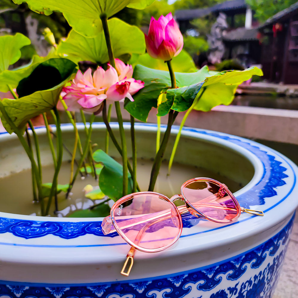 "Nantucket" Women's Vintage Round Retro Sunglasses - Transparent Sunglasses With See Through Frames (Pink or Clear Transparent)