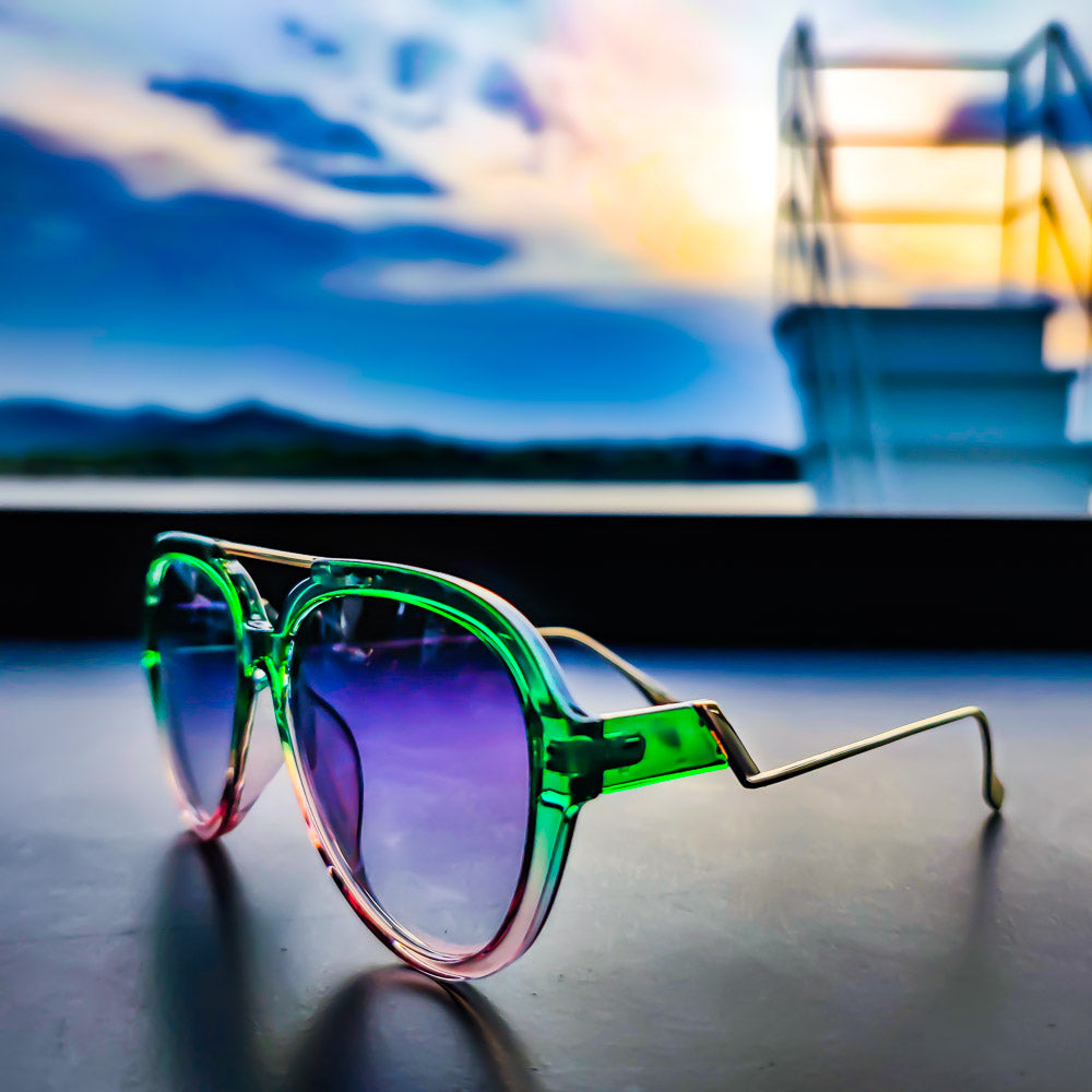 green designer sunglasses for women