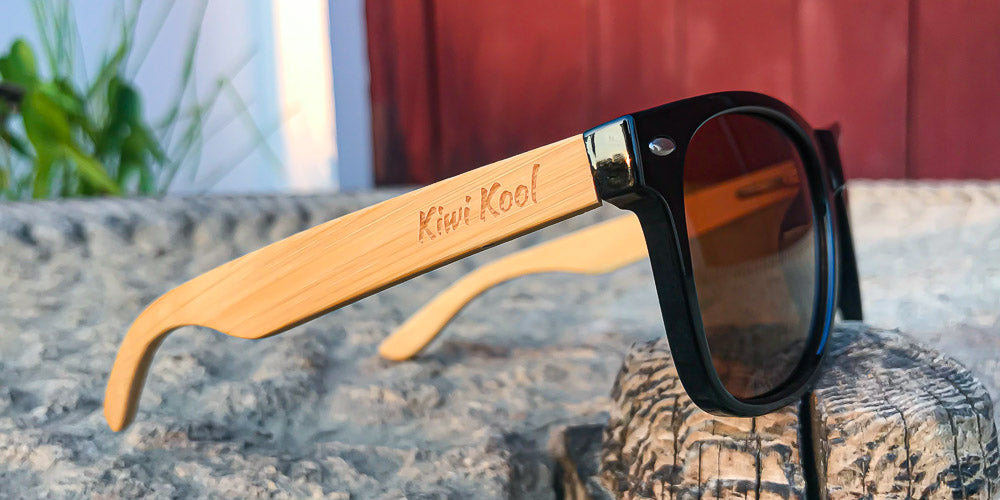 "Kyoto" Polarized Bamboo Wooden Sunglasses (Grey Lens or Amber / Brown Lens)