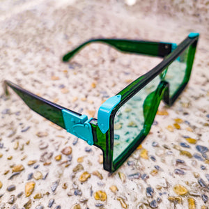 Prague Oversized Celebrity Designer Sunglasses (Green) Blue