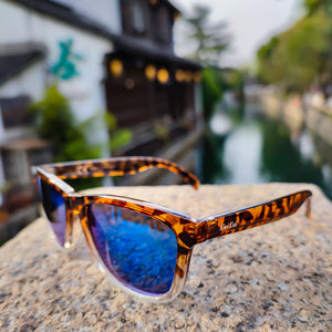 Rio Tortoise Frame Blue Mirror Lens Sunglasses –