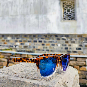 "Rio" Tortoise Frame Blue Mirror Lens Sunglasses