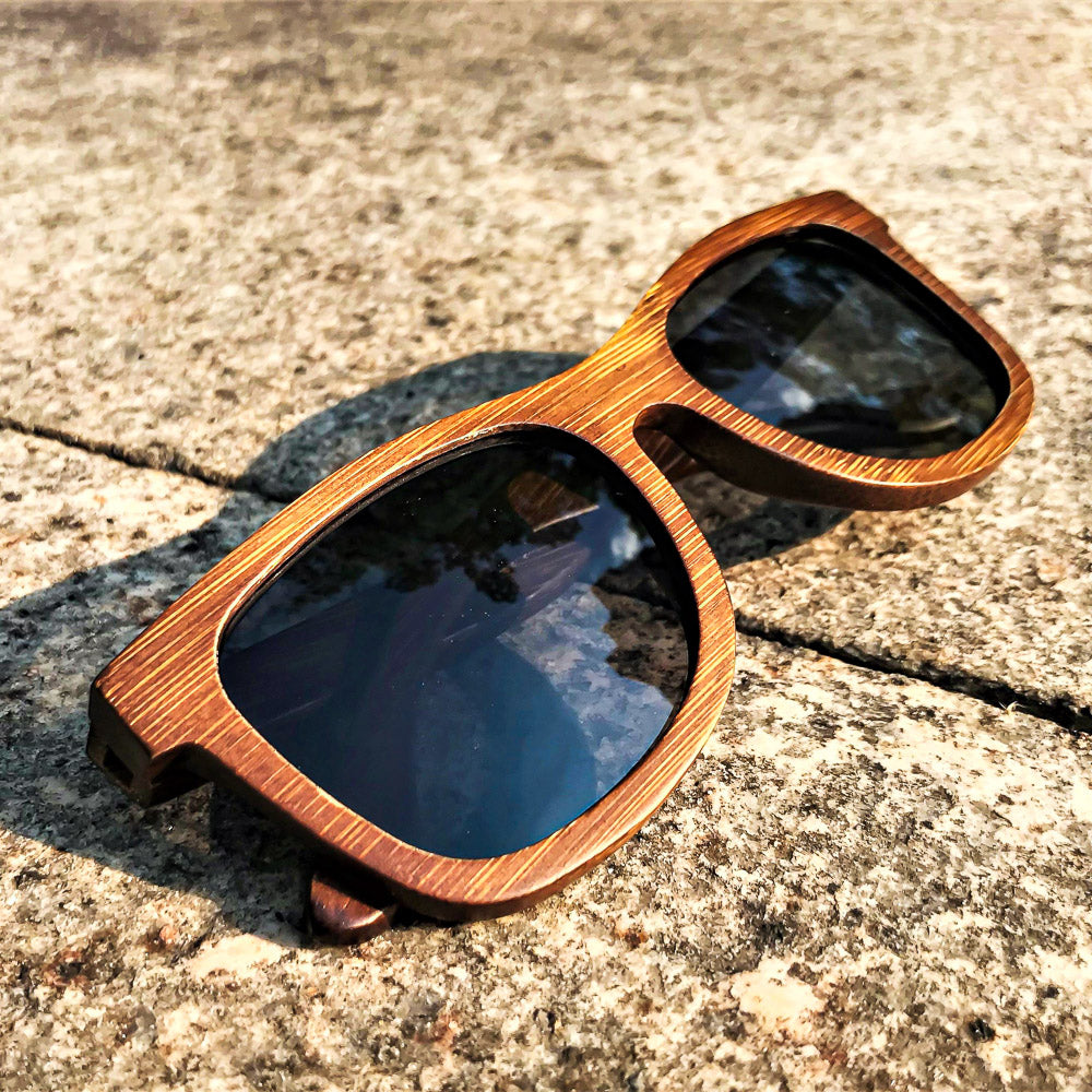 Sienna Wooden Sunglasses With Tea Colored Polarized Lenses, – Engleberts
