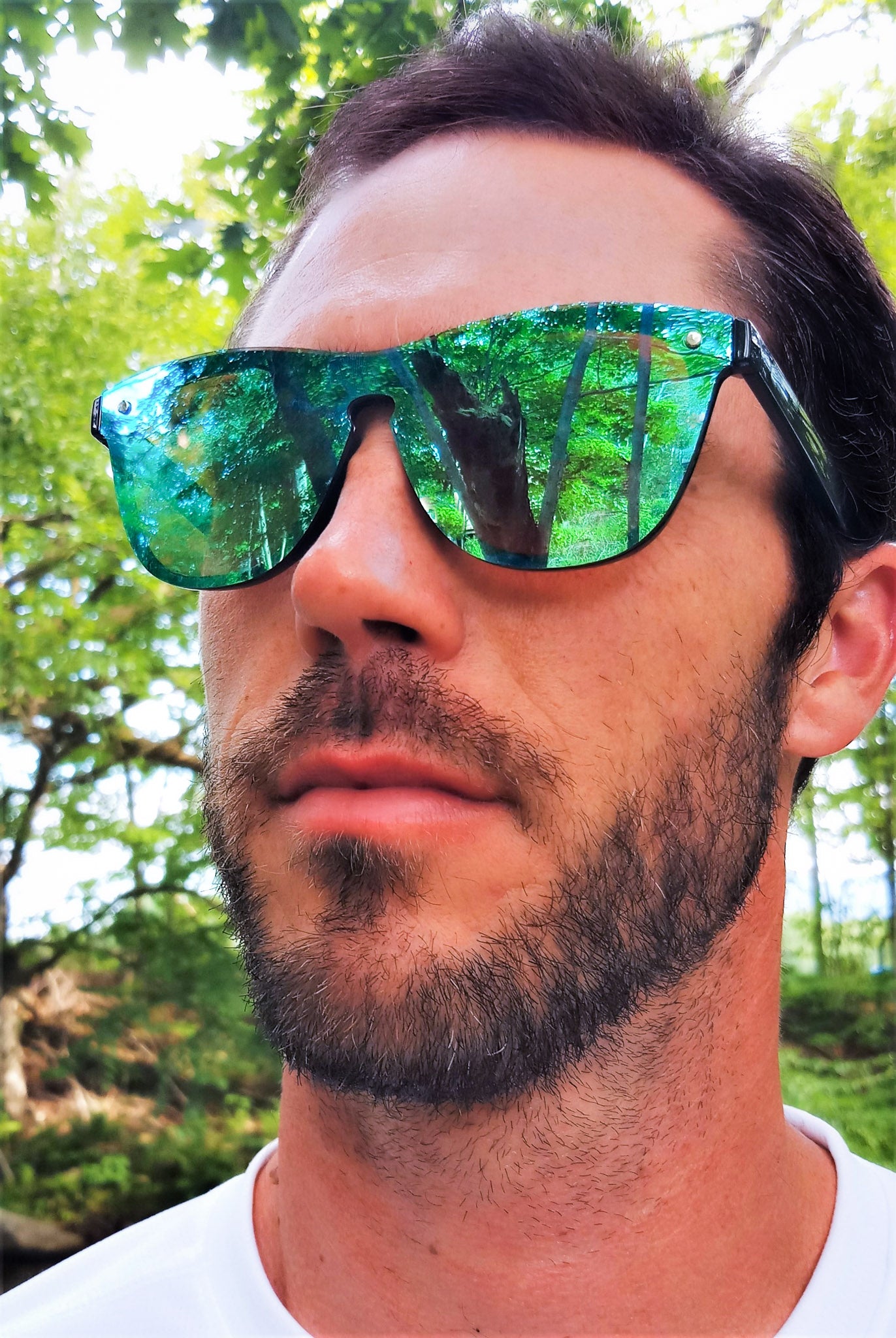 Key West unisex Mirrored Rimless Sunglasses- Vaporwave Futuristic Sunglasses with Blue Mirror Lenses