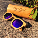 "Melbourne" Women's Cat Eye Polarized Bamboo Wood Sunglasses (Purple Lens or Ice Blue Lens)