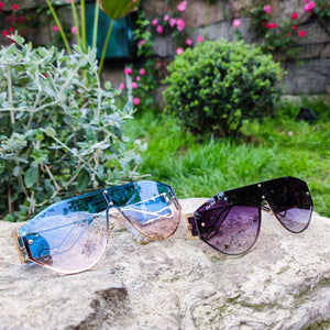 "Miami" Women's Oversized Designer Fashion Sunglasses with Gradient Lenses (Blue-Pink or Black)