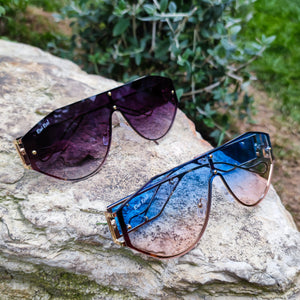 "Miami" Women's Oversized Designer Fashion Sunglasses with Gradient Lenses (Blue-Pink or Black)