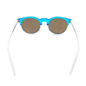 "Cocoa" Women's Retro Vintage Round Sunglasses (Translucent Blue & White)