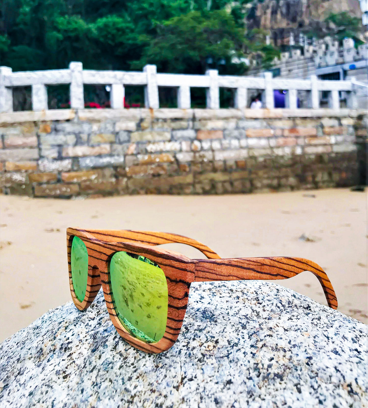 Wood Sunglasses with Mirror Lenses