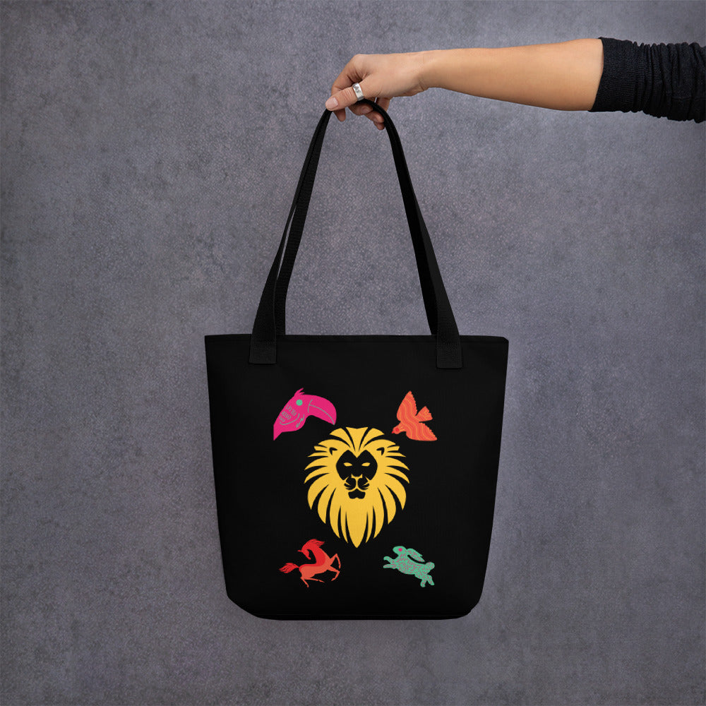 Lion "King of the Jungle" Colorful Animal Canvas Tote bag