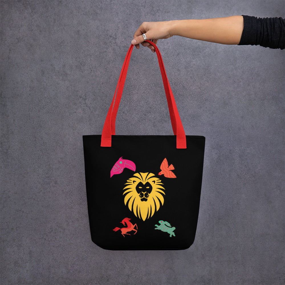 Lion "King of the Jungle" Colorful Animal Canvas Tote bag