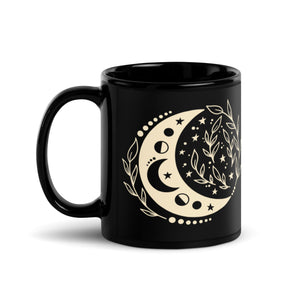 black boho moon phase mug