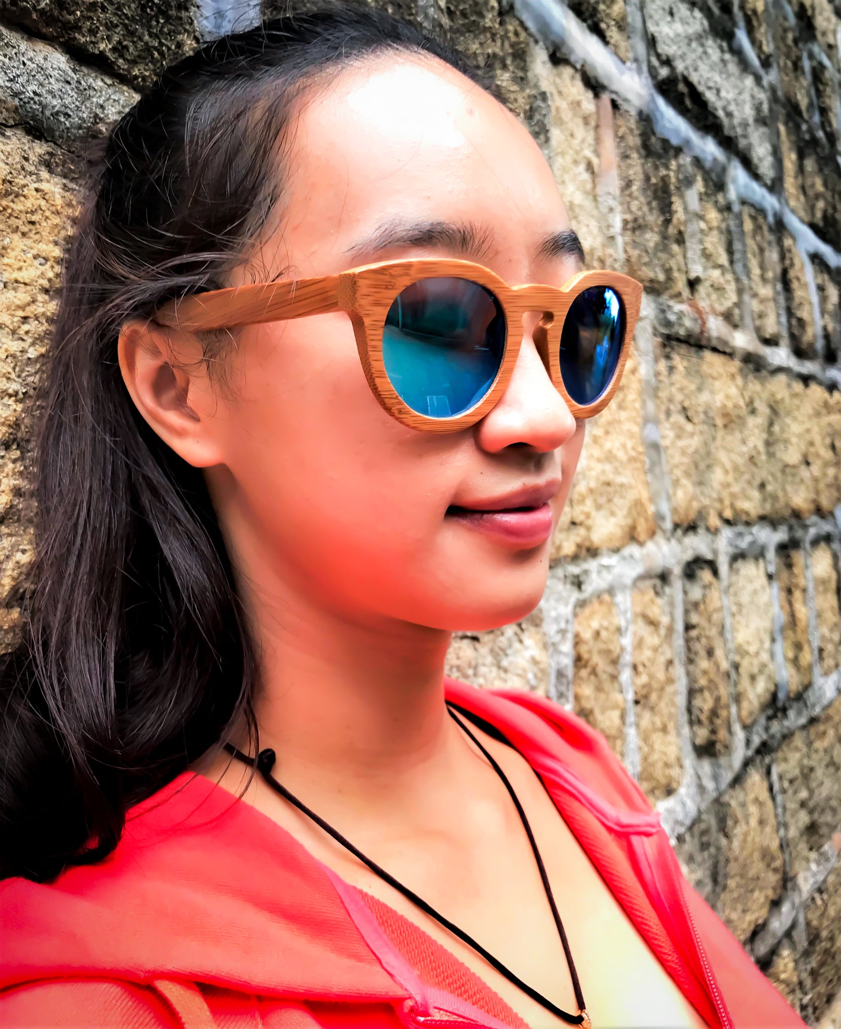 "Melbourne" Women's Cat Eye Polarized Bamboo Wood Sunglasses (Ice Blue Lens or Purple Lens)