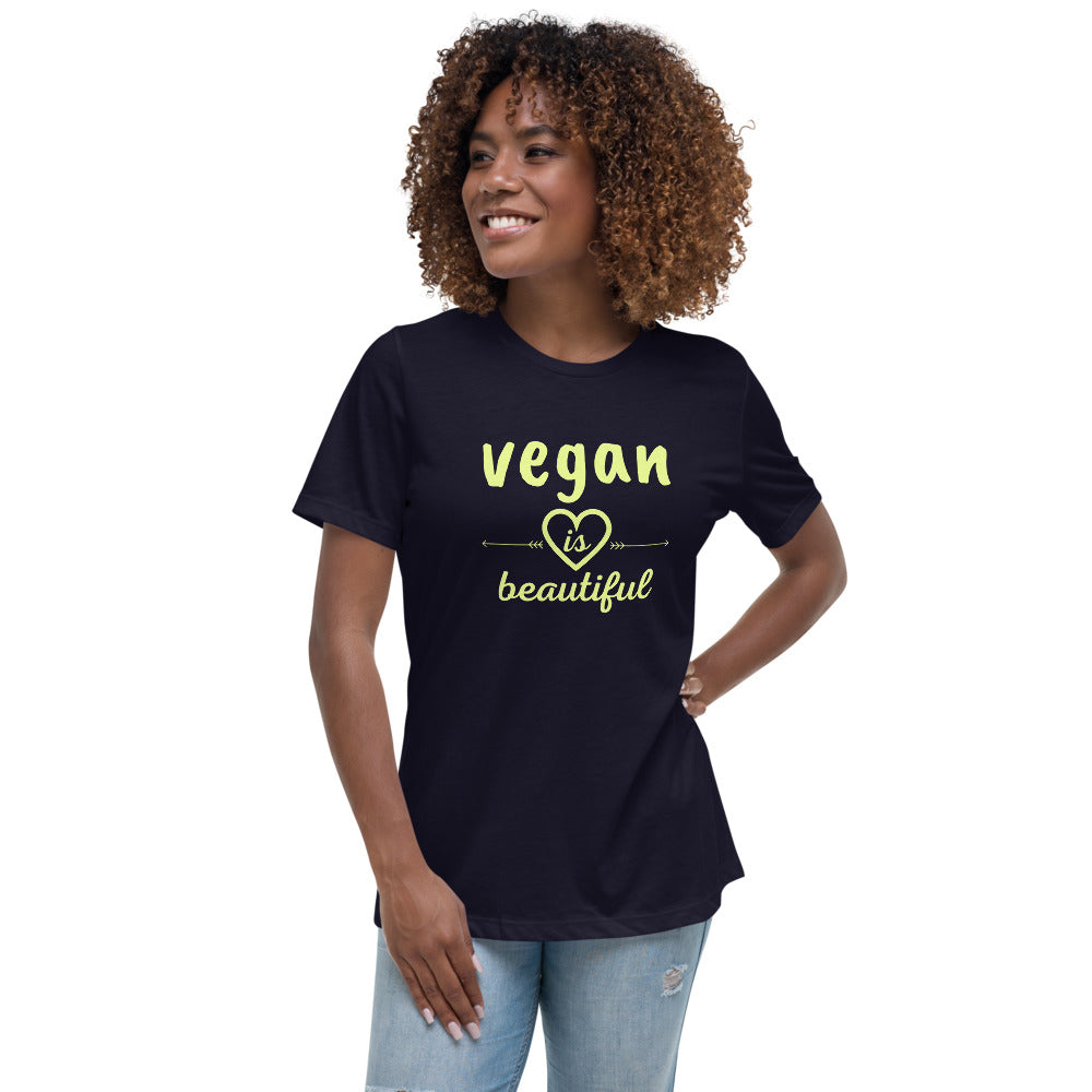 "Vegan is Beautiful" Women's Relaxed Premium Eco T-Shirt