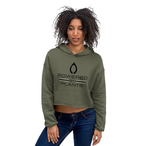 "Powered By Plants" Women's Crop Hoodie Eco Sweatshirt