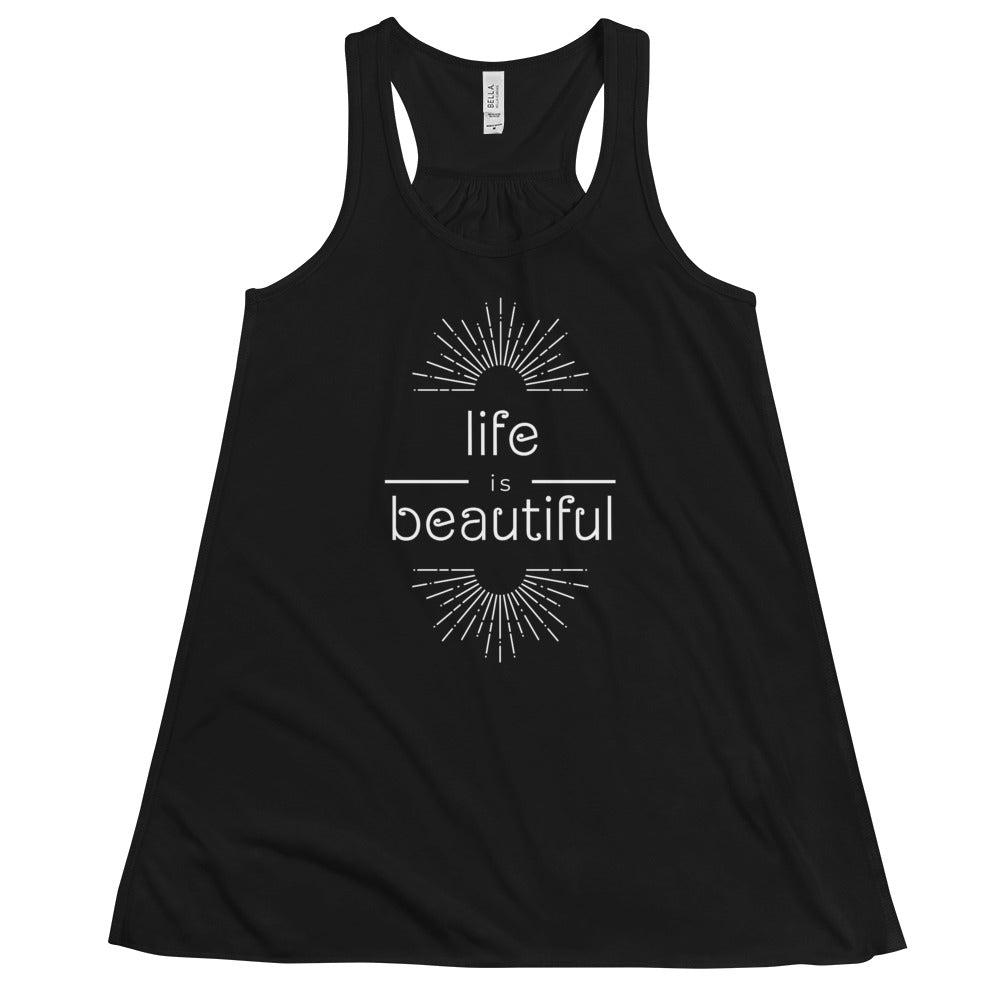 "Life is Beautiful" Women's Flowy Racerback Tank