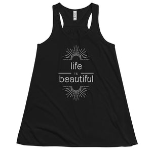 "Life is Beautiful" Women's Flowy Racerback Tank