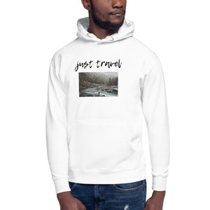 "Just Travel" Unisex Traveller & River in Nature Premium Sweatshirt Hoodie