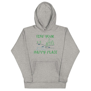 "Find Your Happy Place" Unisex Lake & Forest Premium Sweatshirt Hoodie
