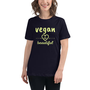 "Vegan is Beautiful" Women's Relaxed Premium Eco T-Shirt