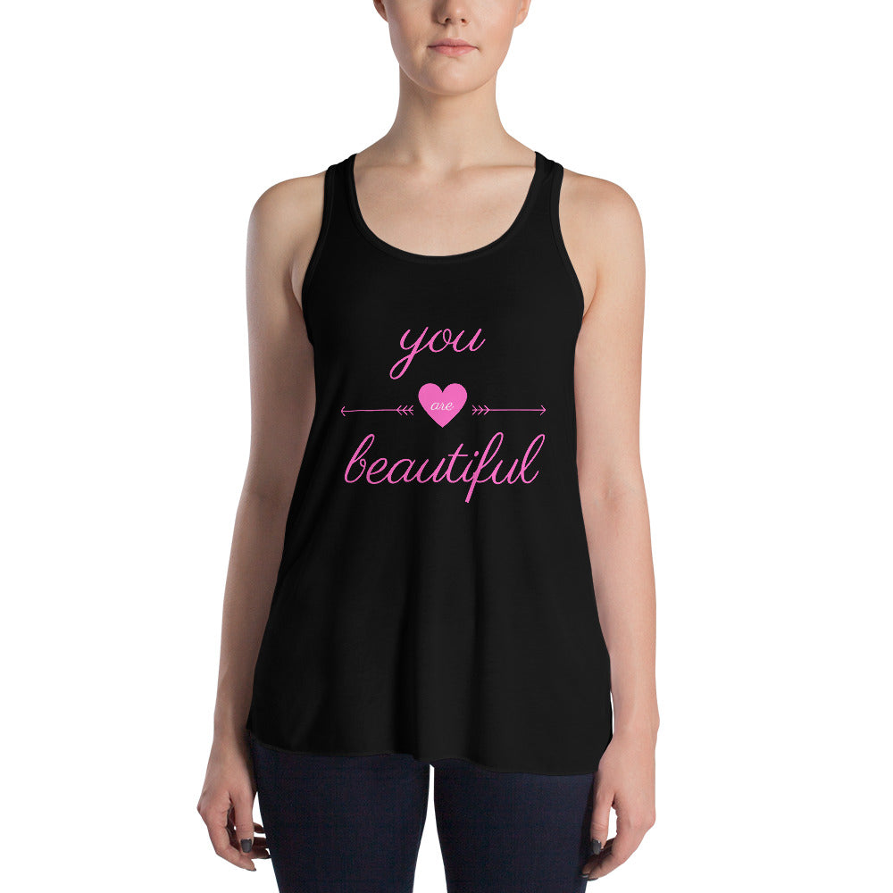 "You are Beautiful" Women's Flowy Racerback Tank