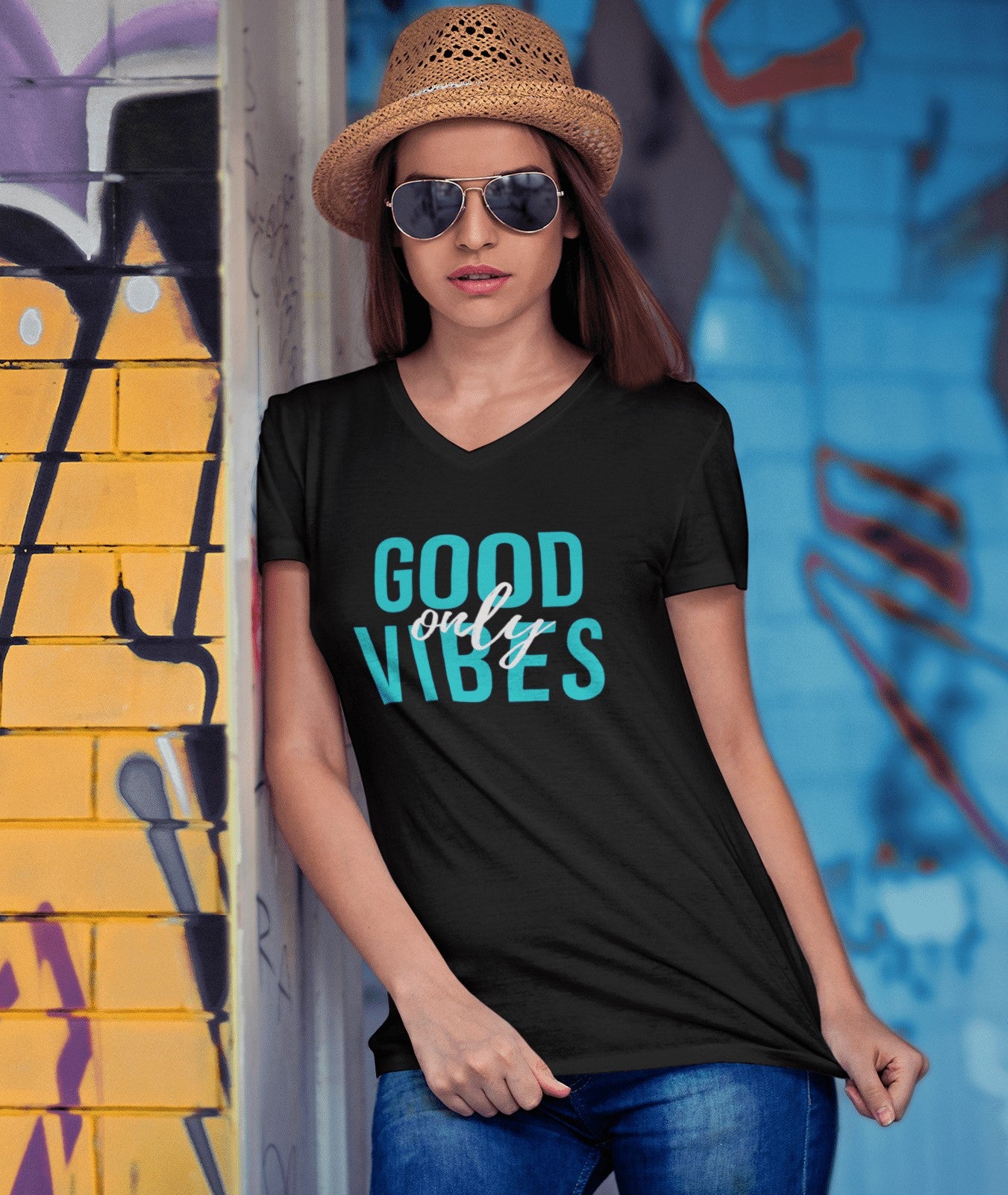 good vibes vneck shirt