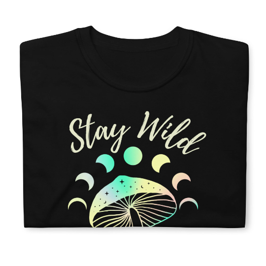 Stay Wild Trippy Moon Phase Mushroom Shirt - Unisex